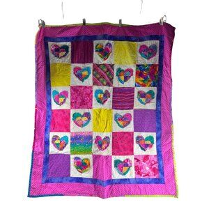 Handmade Tie Dye hearts  baby quilt hearts